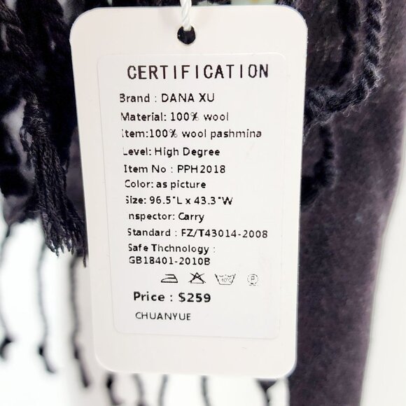 Dana Xu Wool Pashmina Shawl/Wrap With Tassel Fringe Multicolor Geometric Floral - Picture 5 of 8